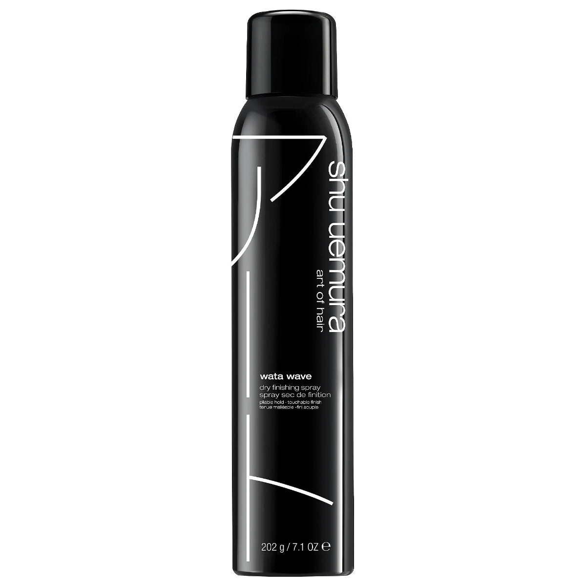 Shu Uemura hair spray bottle on a white background
